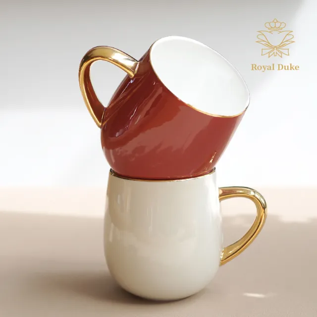 【Royal Duke】福氣骨瓷馬克杯-財源滾滾-棗紅色(福氣 骨瓷 大容量馬克杯 咖啡杯)