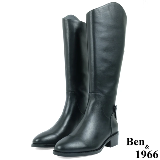 Ben&1966Ben&1966 Ben&1966高級頭層牛皮百搭個性長靴-黑237501