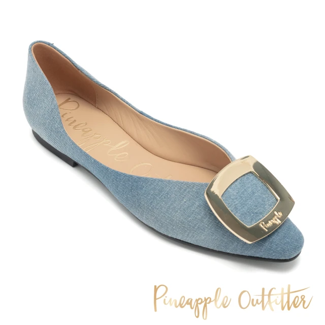 Pineapple OutfitterPineapple Outfitter FAZEL 單寧方釦挖空平底鞋(淺藍色)