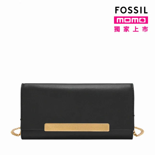 【FOSSIL 官方旗艦館】Penrose 真皮WOC長夾斜背包-黑色 ZB11035001