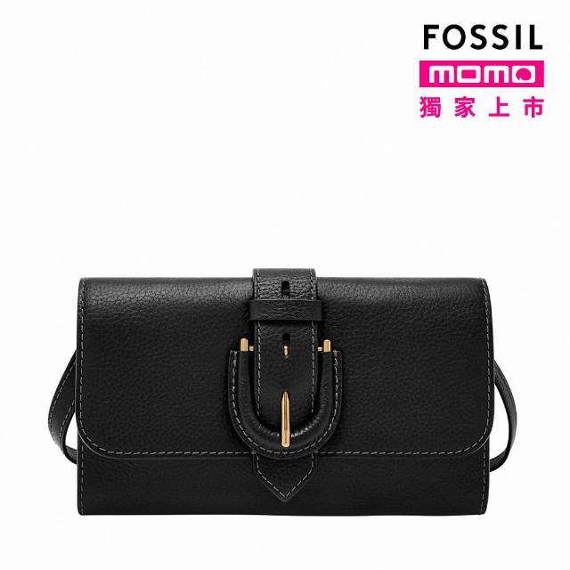 【FOSSIL 官方旗艦館】Harwell 真皮WOC長夾斜背包-黑色 ZB11001001