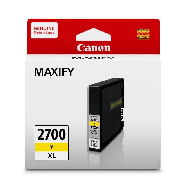 【Canon】官方直營 PGI-2700XL-Y 原廠黃色墨水匣(適用機型：iB4070/iB4170/MB5070/MB5170/MB5470)