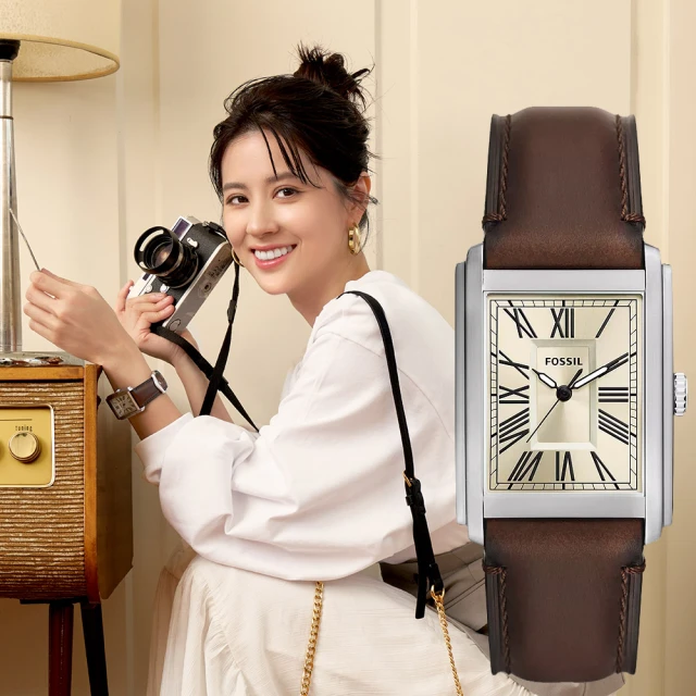 FOSSILFOSSIL Carraway 林予晞配戴款 復古羅馬方形中性手錶 新年禮物(FS6012)