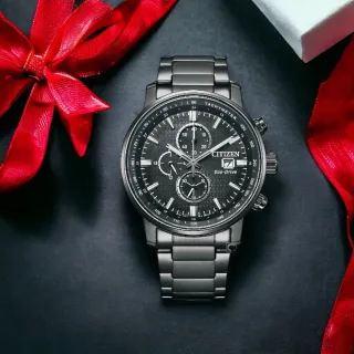 【CITIZEN 星辰】亞洲限定 情人節推薦款 光動能計時手錶-黑43mm 新年禮物 手錶(CA0845-83E)