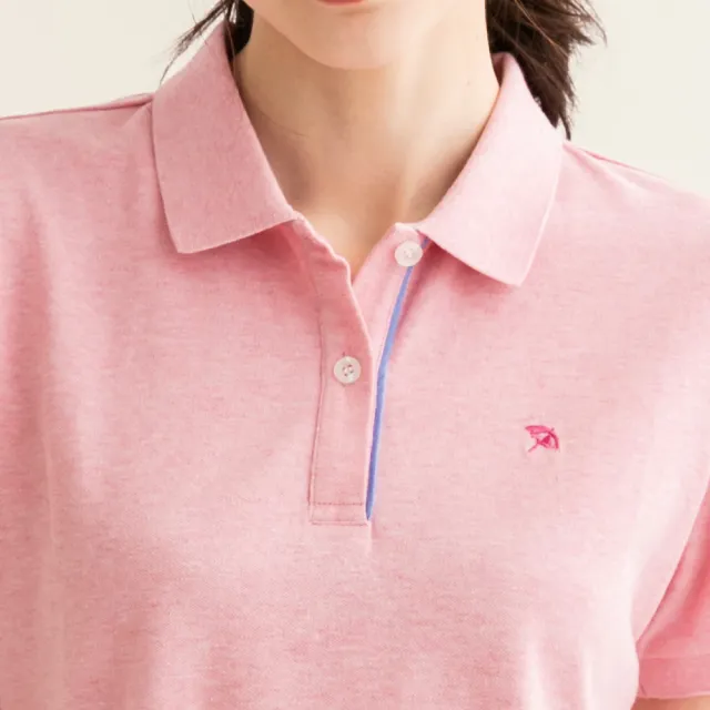 【Arnold Palmer 雨傘】女裝-小傘刺繡彈性花紗網眼布POLO衫(粉紅色)