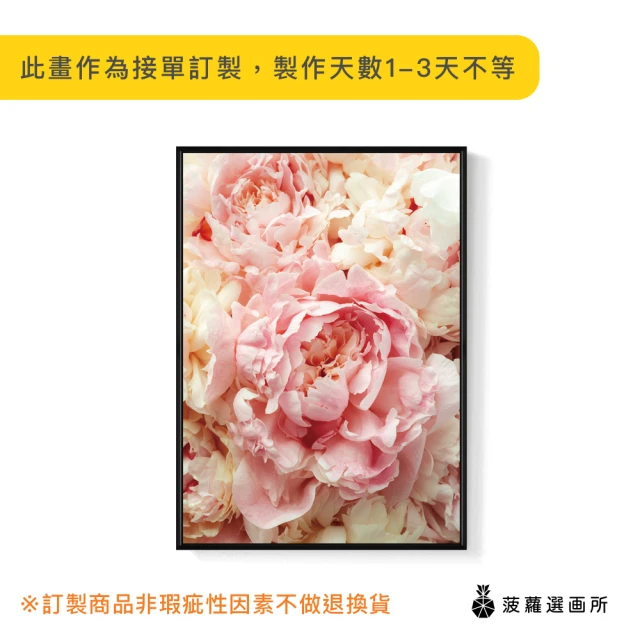 菠蘿選畫所 奶油粉紅牡丹-60x60cm(招福吉祥花卉掛畫/