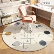 【聚時柚】地板防刮80cm兒童房電腦椅地墊圓形(水晶絨印花地毯)