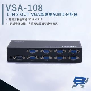 【CHANG YUN 昌運】HANWELL VSA-108 VGA 高頻視訊同步分配器 影像頻寬450MHz VGA1入8出