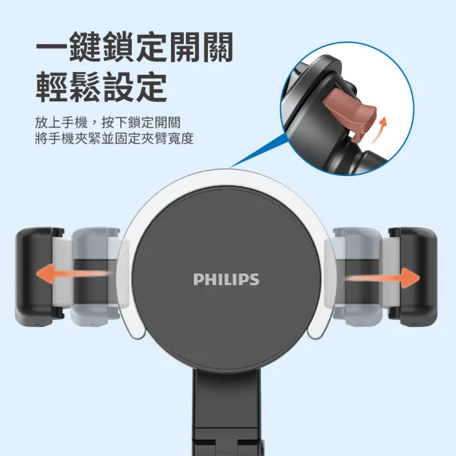 【Philips 飛利浦】汽車1200度萬向多功能儀表台手機支架(DLK3603)