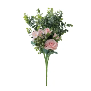 【2square shop】2入組 仿真玫瑰花束 玫瑰花 仿真花 歐式浪漫花束(捧花 塑膠花 婚禮)