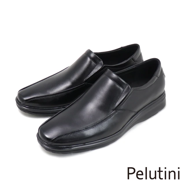 Pelutini 經典皮製素面軟墊懶人休閒鞋 深棕色(312