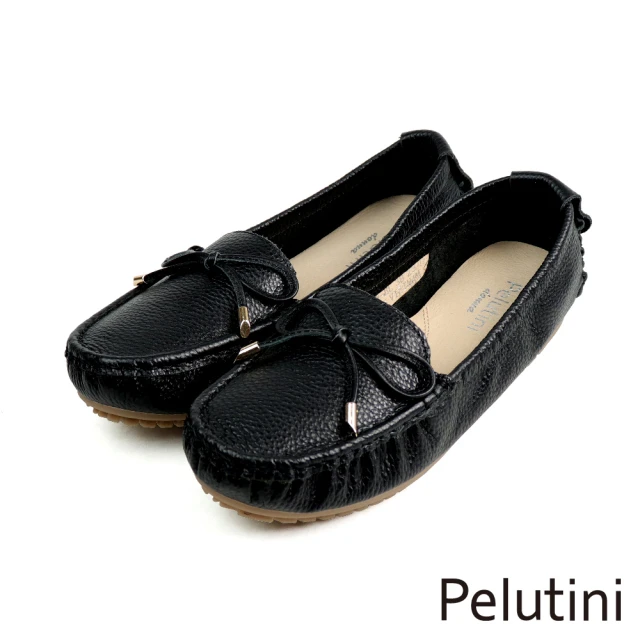 Pelutini 經典超柔軟皮製蝴蝶結裝飾豆豆鞋 象牙白(3