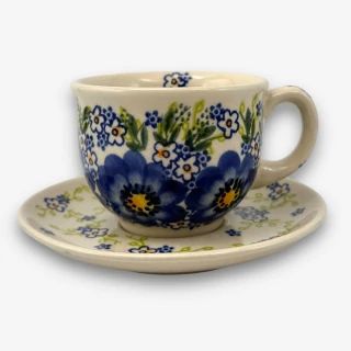【SOLO 波蘭陶】Vena 波蘭陶 220ML 咖啡杯盤組 藍色春宴系列