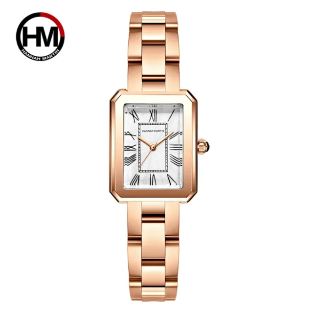 【HANNAH MARTIN】優雅簡約個性休閒方形不鏽鋼女錶(HM-1301)