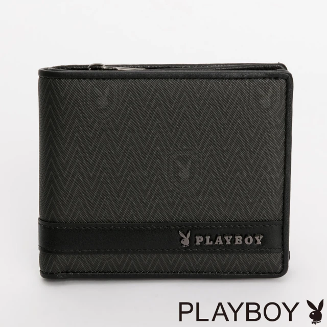 【PLAYBOY】短夾附零錢袋 Defense系列(黑色)