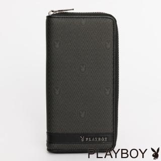 【PLAYBOY】拉鍊長夾 Defense系列(黑色)