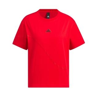 【adidas 愛迪達】GFX SS TEE CNY 女 短袖 上衣 T恤 運動 休閒 新年款 龍年 棉質 紅(IZ3139)