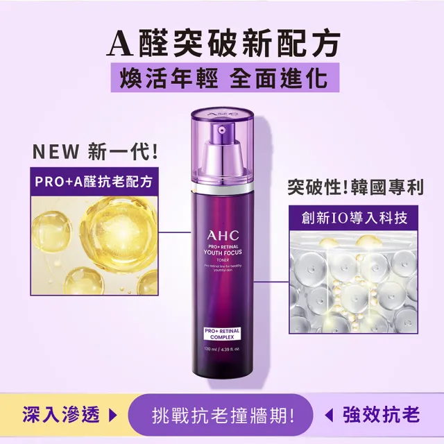 【AHC】PRO+A醛逆時煥活柔膚露130ml(紫濾鏡/PRO+A醛/抗老)