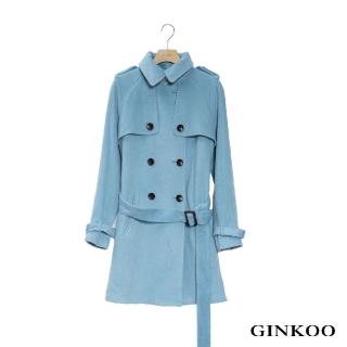 【GINKOO 俊克】雙排釦腰帶風衣