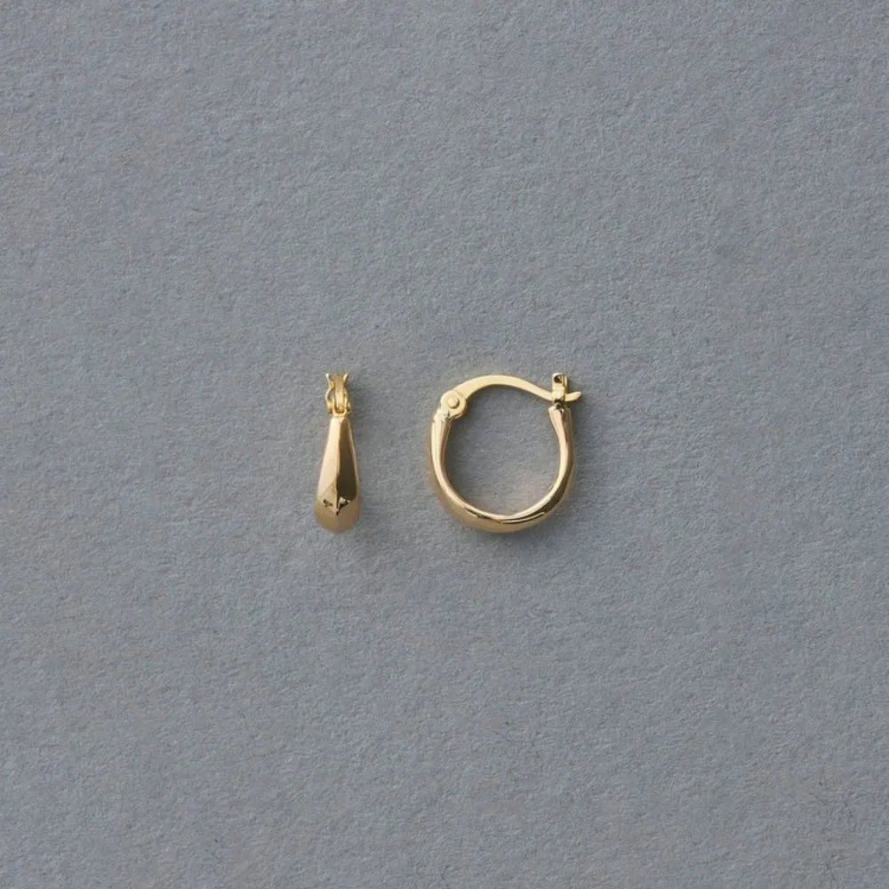 【ete】K10YG 閃耀精緻簡約圈形耳環(金色)