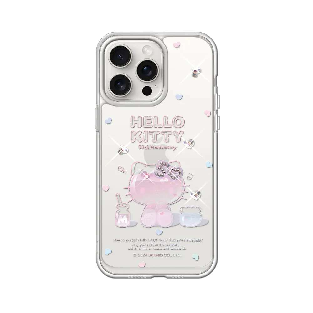 【apbs】三麗鷗  iPhone全系列機型 防震雙料水晶彩鑽手機殼(50th限定-清透凱蒂)