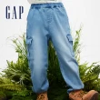 【GAP】男童裝 Logo工裝束口鬆緊錐形牛仔褲-淺藍色(890277)