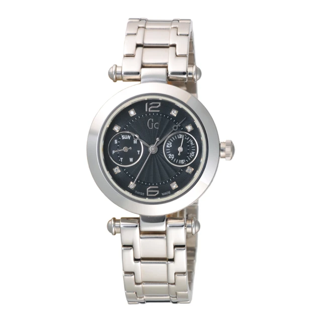 【GC】華麗晶鑽雙眼時尚腕錶-銀X黑(GX26002L2)