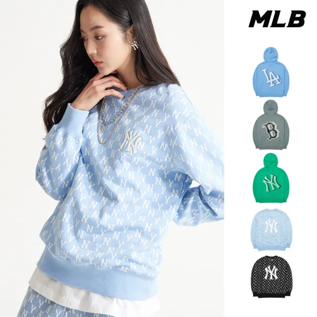 【MLB】連帽上衣 帽T 長袖大學T MONOGRAM系列 道奇/紅襪/洋基隊(3AHDB0224/3AMTM0221-五款任選)