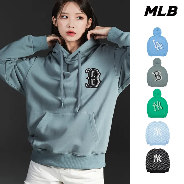 【MLB】連帽上衣 帽T 長袖大學T MONOGRAM系列 道奇/紅襪/洋基隊(3AHDB0224/3AMTM0221-五款任選)