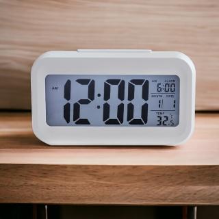 【LIFE SHOP 生活購物】日式簡約超大螢幕感應溫度電子鐘(溫度計 鬧鐘 電子鐘 大螢幕)