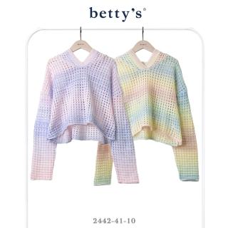 【betty’s 貝蒂思】夢幻漸層洞洞針織連帽短版上衣(共二色)