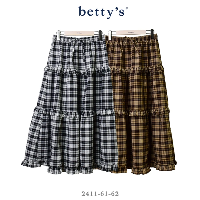betty’s 貝蒂思 格紋荷葉邊拼接蛋糕裙(共二色)