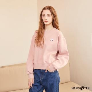 【Hang Ten】女裝-韓國同步款-內刷毛保暖大學T(淺粉)