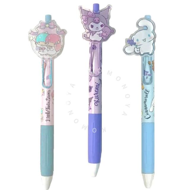 【小禮堂】三麗鷗 造型壓克力筆夾原子筆 0.5mm - 角色款 酷洛米 大耳狗 雙子星(平輸品)