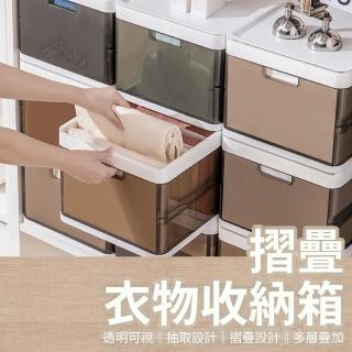 【簡約傢俱】摺疊衣物收納箱 7格分層/無隔板(整理箱 收納箱 衣櫃 雜物 透視 玩具)