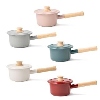 【FUJIHORO 富士琺瑯】官方直營 COTTON 簡約系列 單柄附蓋琺瑯牛奶鍋14cm/1.2L