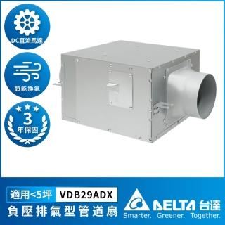 【臺達電子】負壓排氣型管道扇 DC馬達 超靜音 適用5坪 三年保固 控制面板另購(VDB29ADXT2)