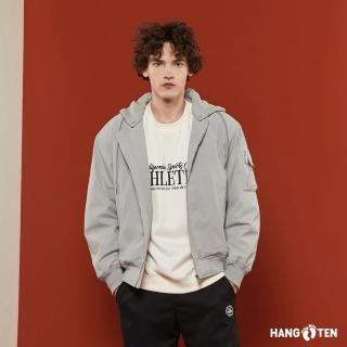 【Hang Ten】男裝-韓國同步款-可拆帽鋪棉保暖寬鬆外套(灰)