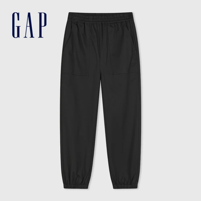 GAPGAP 男童裝 Logo束口鬆緊褲-黑色(890280)