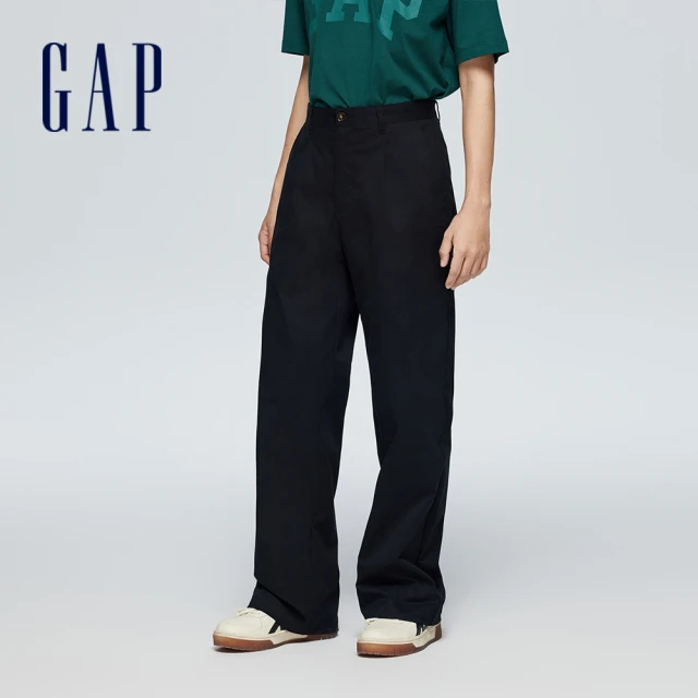 GAP 男裝 Logo卡其寬褲-黑色(889510) 推薦