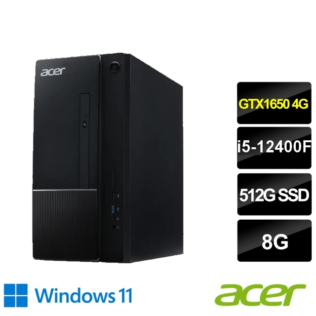 【Acer 宏碁】微軟M365組★i5 GTX1650電腦(Aspire TC-1750/i5-12400F/8G/512G SSD/GTX1650-4G/W11)