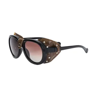 【MEGASOL】UV400防眩偏光太陽眼鏡時尚男女中性大框墨鏡(龐克PU皮覆蓋式粗框大框0090-多色選)