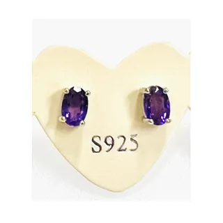 【金虹珠寶】天然寶石幸運耳環-紫水晶(針式)