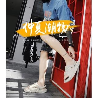 【bebehome】厚底撞色運動休閒兩用洞洞鞋(外穿涼拖鞋/休閒時尚沙灘鞋/情侶鞋)