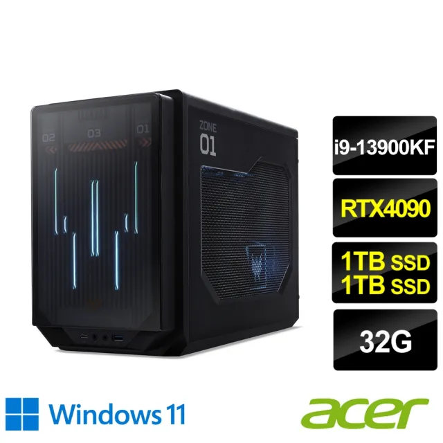 【Acer 宏碁】27型2K電競螢幕組★i9 RTX4090電競電腦(Predator/i9-13900KF/32G/2TB SSD/RTX4090/W11)