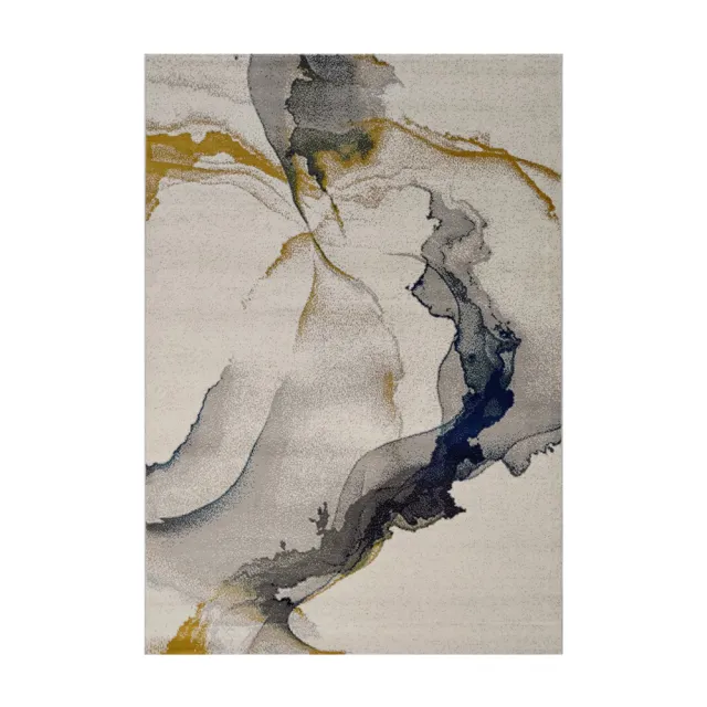 【山德力】抽象藝術風地毯 200x290cm 艾森(藍色 黃色 米白)