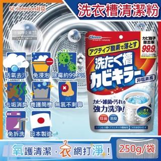 【日本SC Johnson莊臣】免浸泡氧系除黴去汙消臭洗衣機槽清潔粉250g/袋(直立式雙槽式筒槽強力洗淨劑)