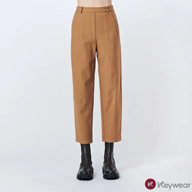 【KeyWear 奇威名品】剪裁設計內刷絨保暖長褲(共3色)
