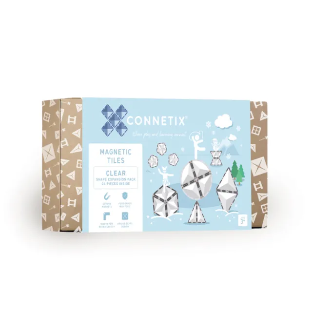 【Connetix 磁樂】澳洲 Connetix 磁力片- 24片透明延伸形狀組(STEAM 玩具)