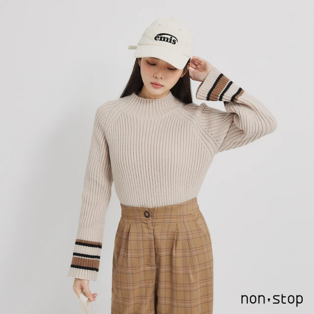 【non-stop】復刻坑條小立領針織衫-2色
